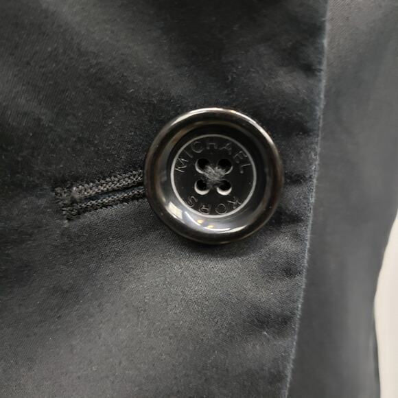 Michael Kors Blazer Jacket Women 4 Angled Hem Ruched Sleeves Lined Black Cotton - Picture 5 of 12